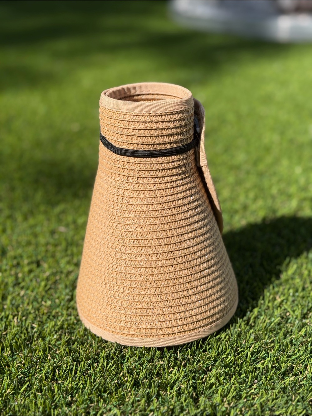 Wide Brim Straw Visor Hat Foldable for Big Head